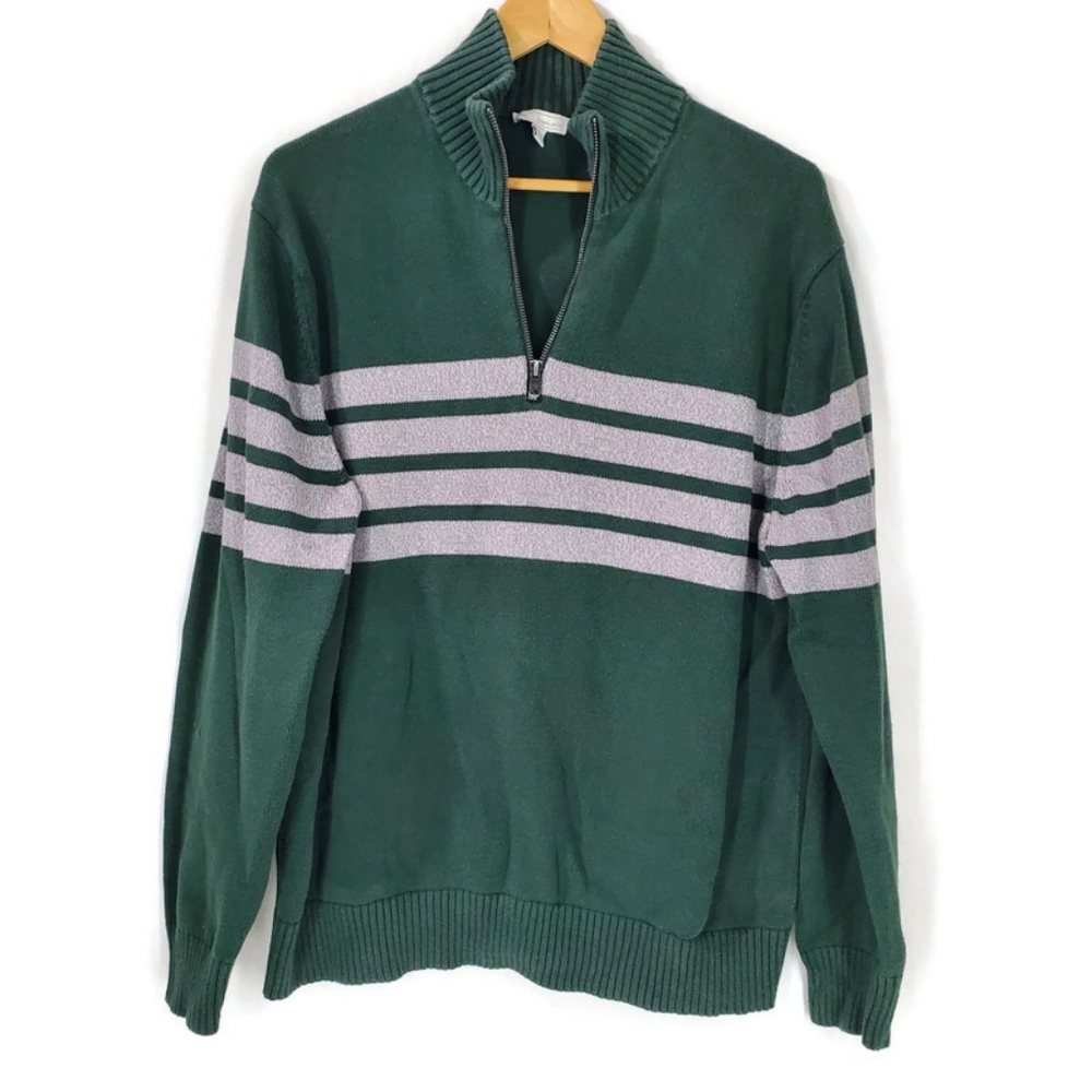 Gap Men’s 1/4 Zip Pullover Rugby Knit Cotton Striped Sweater Size XXL - Picture 2 of 7